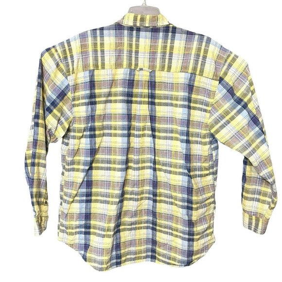 Wrangler Hero Button Down Shirt Mens Size XL XLarge Yellow Blue Check Cotton L/S - Picture 2 of 10